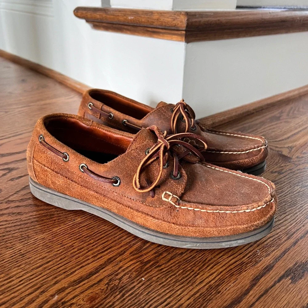 Vintage Polo Sport Ralph Lauren Mens Brown Suede Boat Shoes MA3614 Size 9.5 D